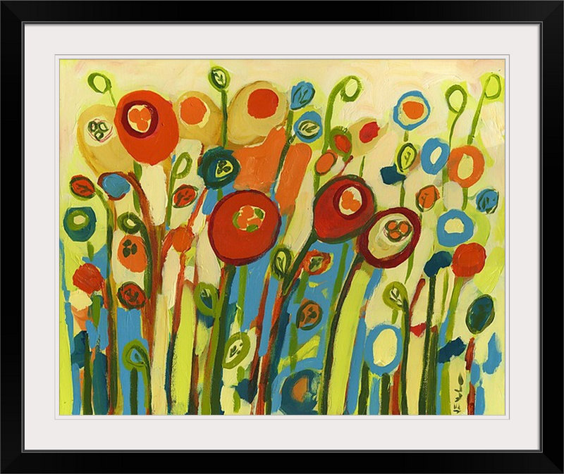 Nolani Growing Poppies '- reproduction d'art, H 24 po x l 28 po x P 1 po, Cadre noir