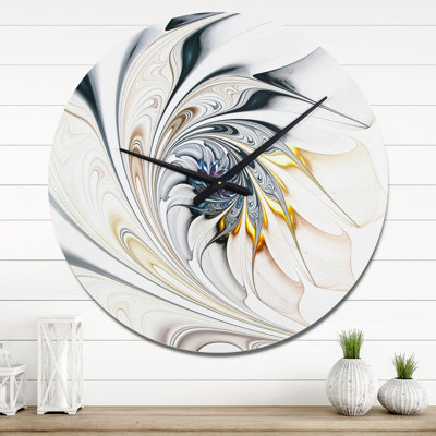 White Glossy Floral Art - Modern wall clock