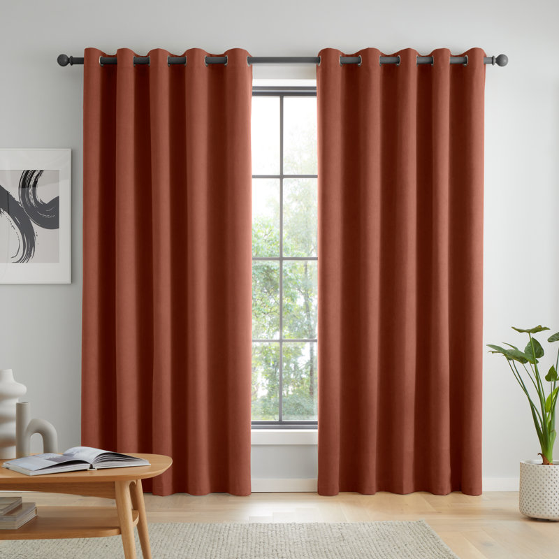 Wilson Blackout Thermal Curtains, 168cm Width x 137cm Drop, Orange, 2 Panels