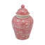Pot chinoiserie en céramique rose et blanche de 30 cm