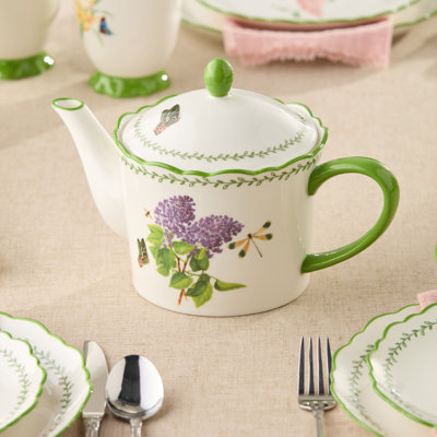 Mirabella Porcelain Teapot, elegant lightweight teapot with artistic patterns, perfect for serving tea, herbal blends, morning rituals, relaxation, entertaining and coordinated mix and match