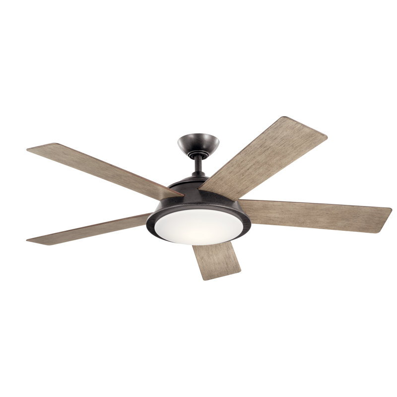 Verdi 56'' Ceiling Fan with LED Lights, Anvil Iron with Distressed Antique Gray Blades
