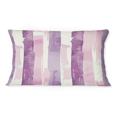 Coussin lombaire mauve blanc à rayures fines I