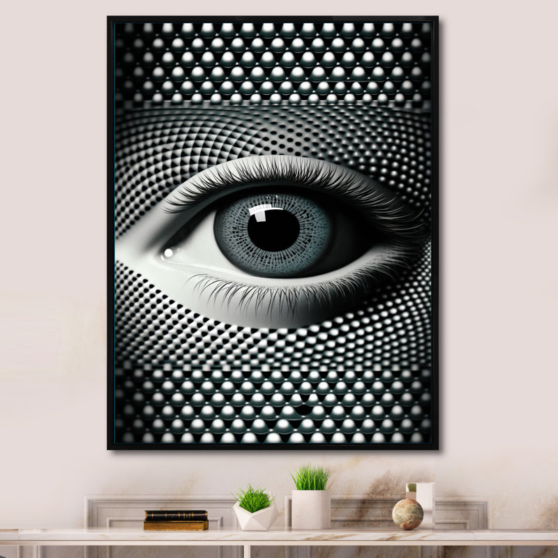 Œil monochrome Kalessa III - reproduction sur toile, L 16 po x H 32 po, Cadre flottant noir