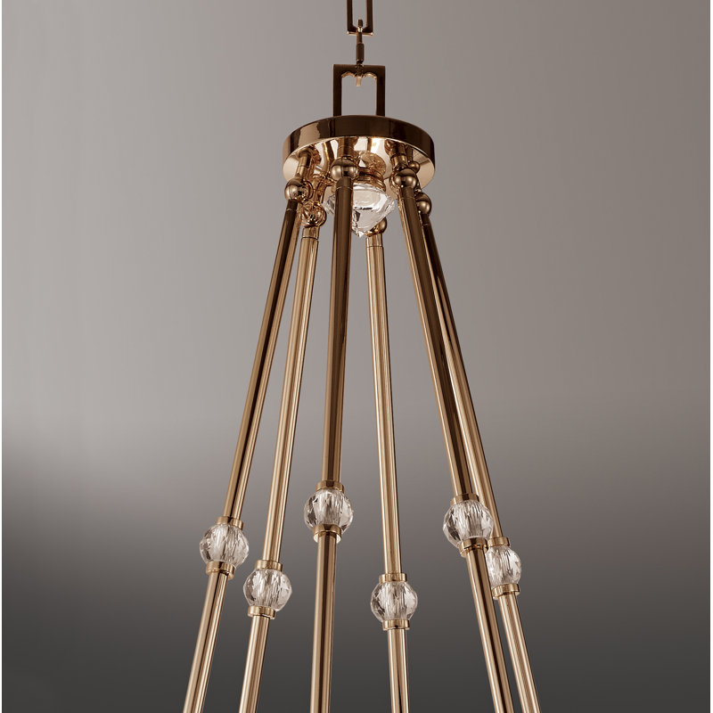 12 - Light LED Chandelier, Polished Gold