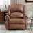 37.7" W Faux Leather Swivel Rocker Recliner With Heated Massage, Vintage Style-346423117