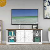 Farmhouse TV Stand for TVs Up To 80" With Open Storage Shelves And Adjustable Shelves, Entertainment Center TV Console
