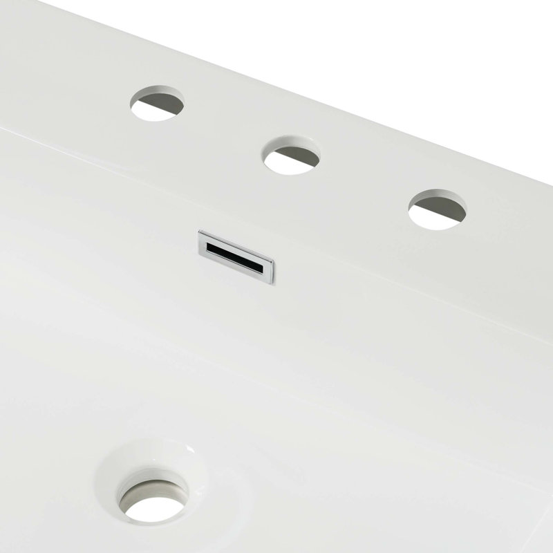 Lavabo 48 po en résine pour meuble-lavabo, lavabo de salle de bain avec 3 trous de robinet, comptoir de meuble-lavabo seulement