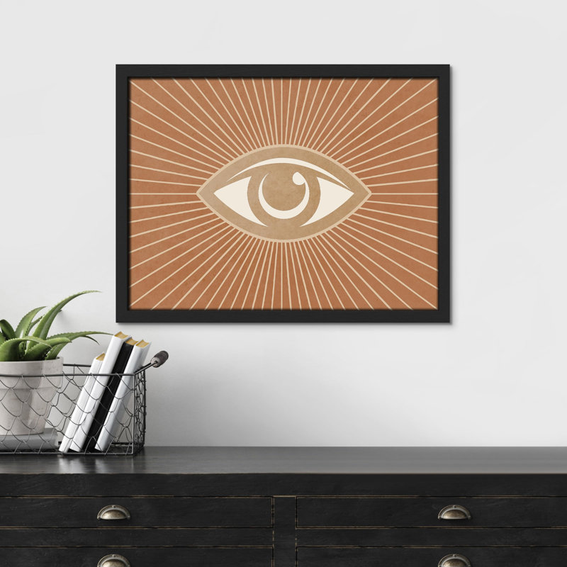 «Earthy Gaze Minimalist Eye Illustration Warm Earth Tones» sur papier, Noir, H 12 po x l 16 po