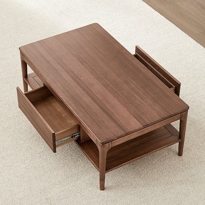 Modern minimalist solid wood storage coffee table