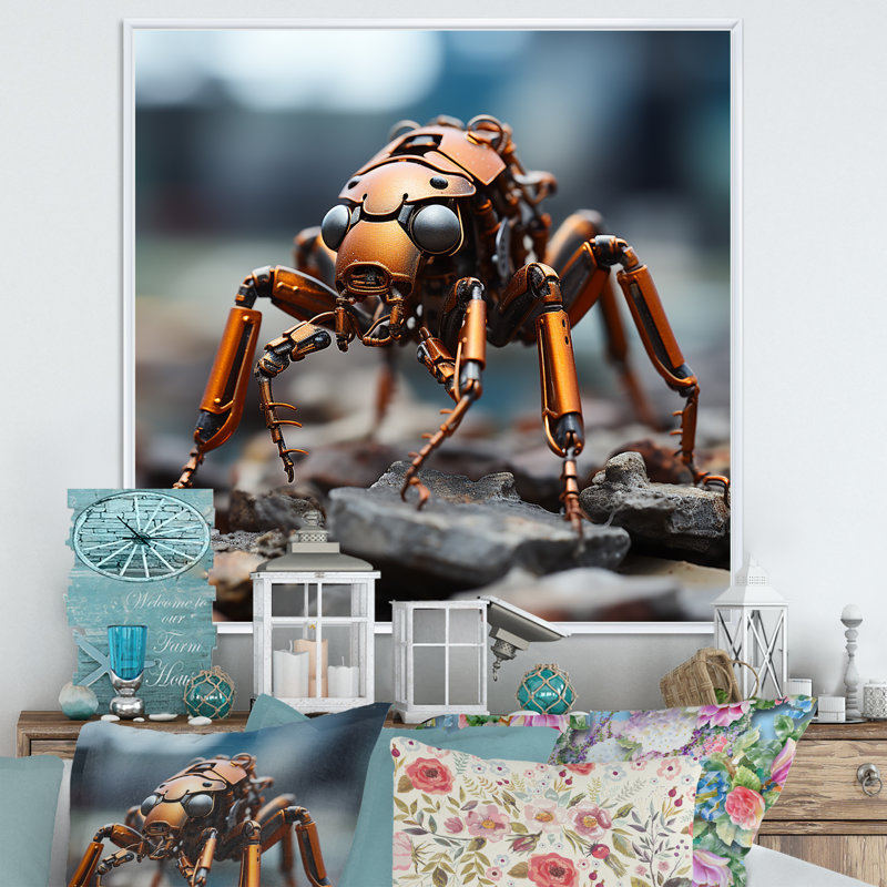Industrial Ant Ant I sur toile, Cadre flottant blanc, H 30 po x l 30 po x P 1 po