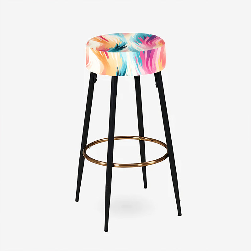 Ensemble de 2 tabourets de bar abstraits turquoise et rose