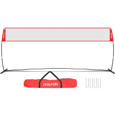 Zealfeel Volleyball Net, 20ft Training Set Height Adjustable, Portable Freestanding Practice for Hitting or Serving Drills, Pop up With Carry Bag for Backyard or Outdoor