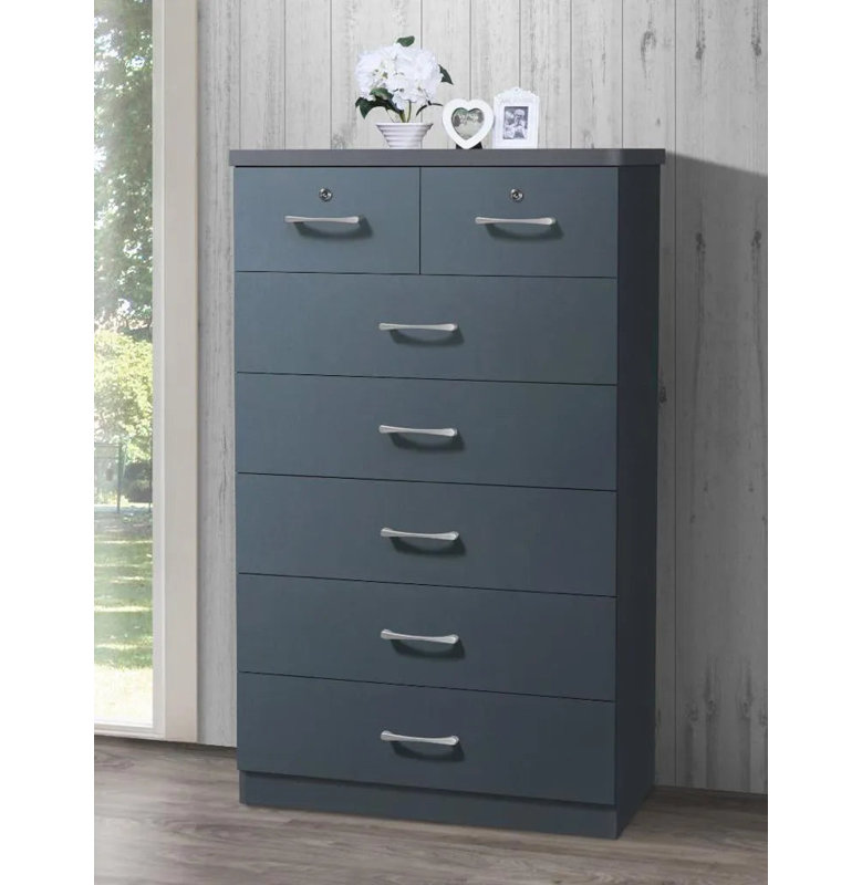 Commode 7 tiroirs Conor, Gris