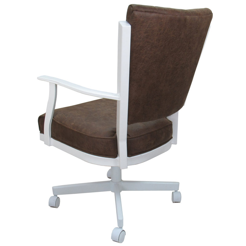 Danyael Metal Dining Caster Chair with Arms, White, Northwest Whiskey