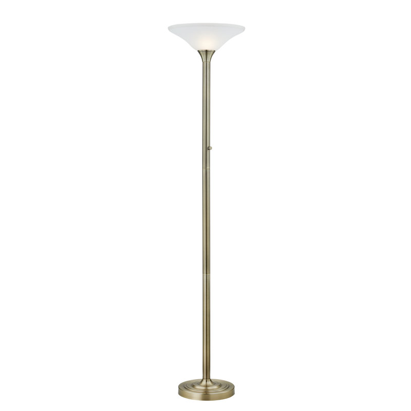 Lampe torchère sur pied 71 po, Laiton brossé antique