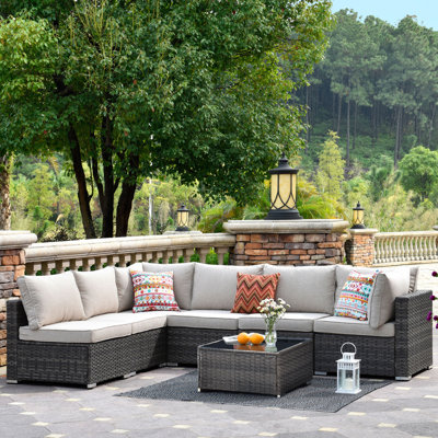 Aliva 6 - Person Modular Patio Conversation Set with Cushions