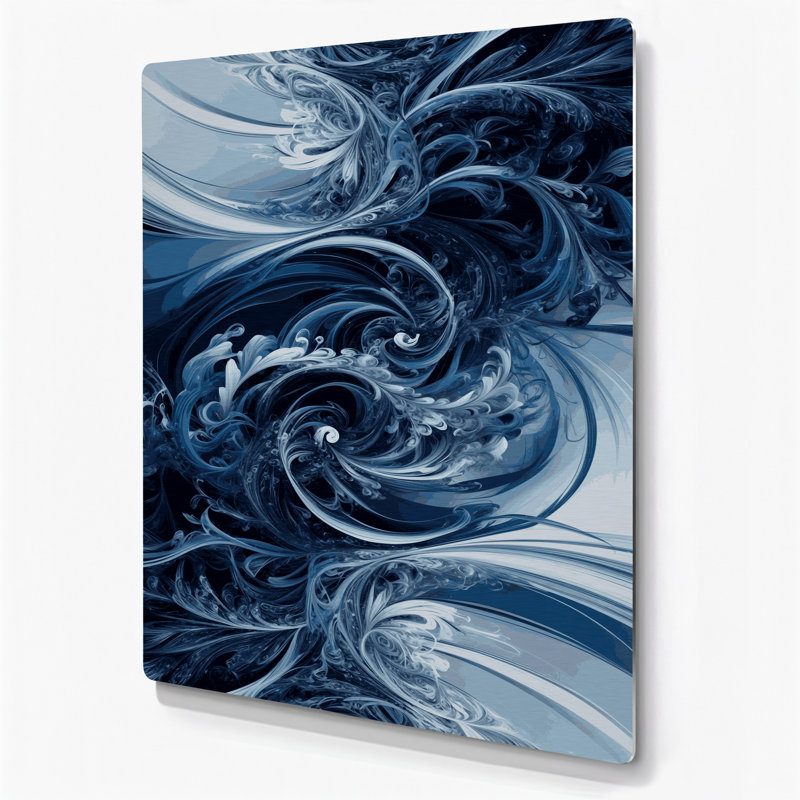 Art numérique en métal bleu abstrait numérique 64, H 14 po x l 11 po