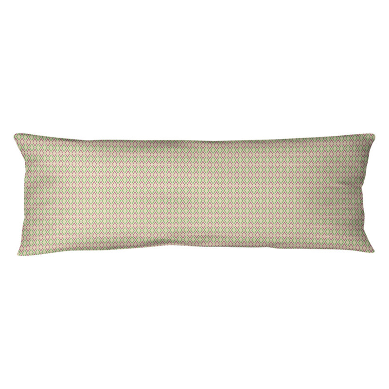 Coussin lombaire à losanges arrow, Bourre en polyester, Molleton moelleux, Rose / Vert