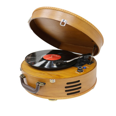 Tourne-disque en vinyle brun en bois rétro à 3 vitesses, tourne-disque à courroie avec haut-parleurs intégrés, préampli intégré, sortie sans fil Bluetooth et RCA, Phonographe 33/45/78 tr / min, cadeau idéal pour les amateurs de vinyle