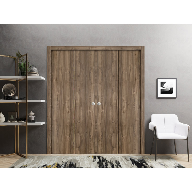 Porte pliante à panneaux en bois Planum, 72 po x 96 po, Noyer