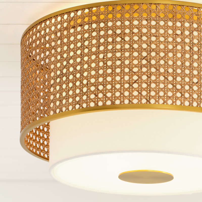 Sawyer 3 - Light Flush Mount, Blonde Rattan