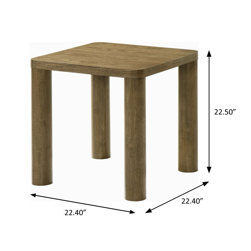 22.4" W Transitional End Table, Brown, Light Oak
