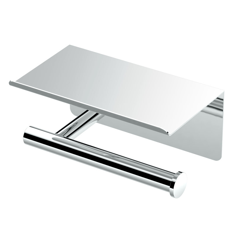 Latitude II Wall Mount Toilet Paper Holder with Shelf, Chrome