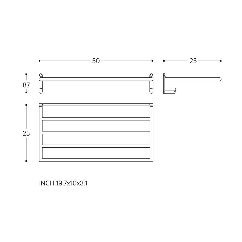 50 cm L Wall Mounted Towel Bar
