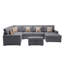 Canapé modulaire réversible en tissu de lin de 124 po avec pieds interchangeables, repose-pieds et rangement