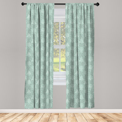 East Urban Home Forest 4-Panel Curtains, Tree Sketches With Bubbles Pale Mint Green Pale Grey