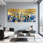 Ensemble de 3 reproductions d'art sur toile abstraites avec villes et pays-499751376