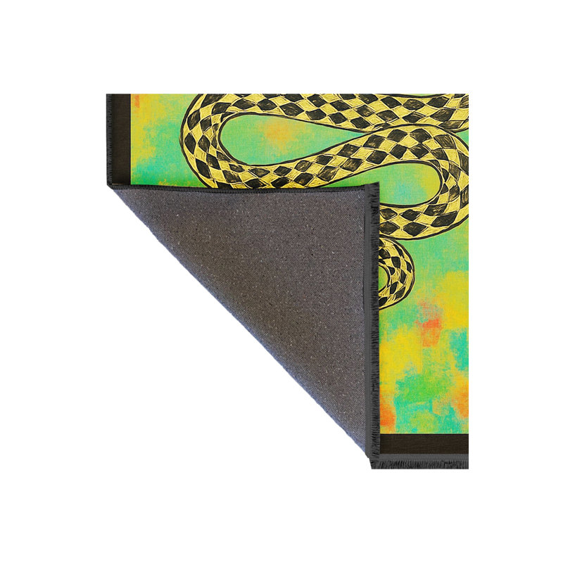 Tapis noir tissé à motif décoratif lavable Mosso, 3'3" x 4'11"