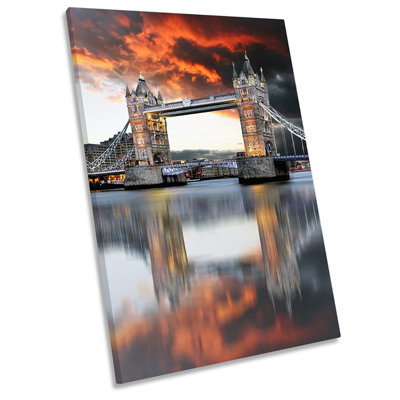 City London Tower Bridge Sunset - Wrapped Canvas Print