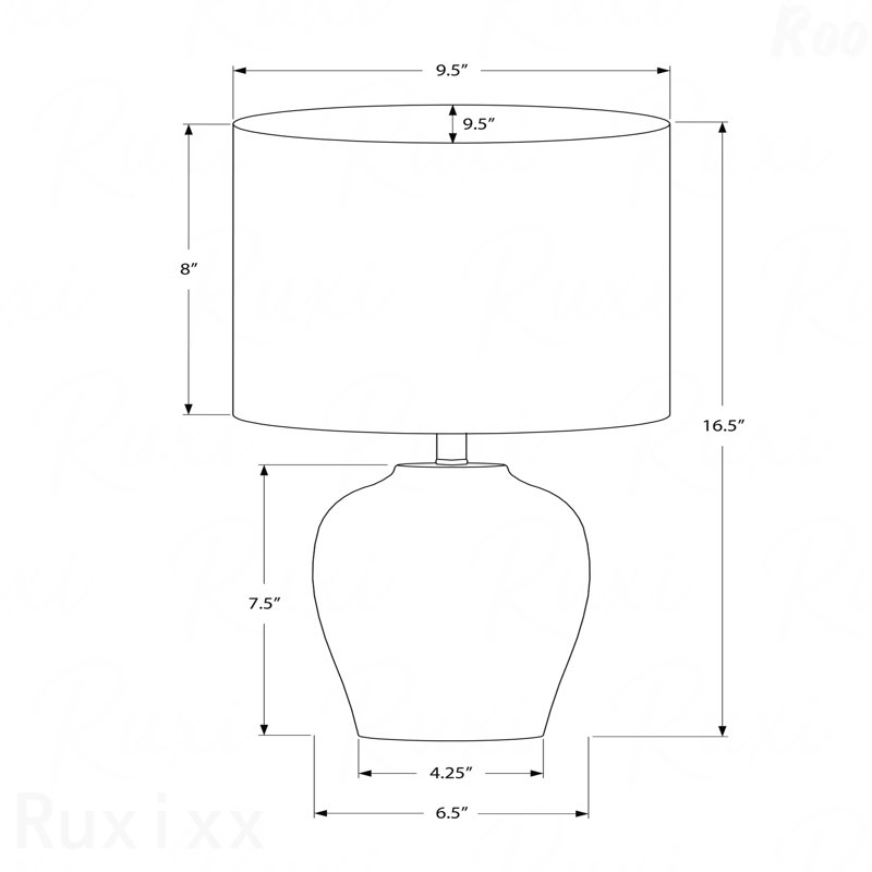 Table Lamp - 17"H, Black Ceramic Material