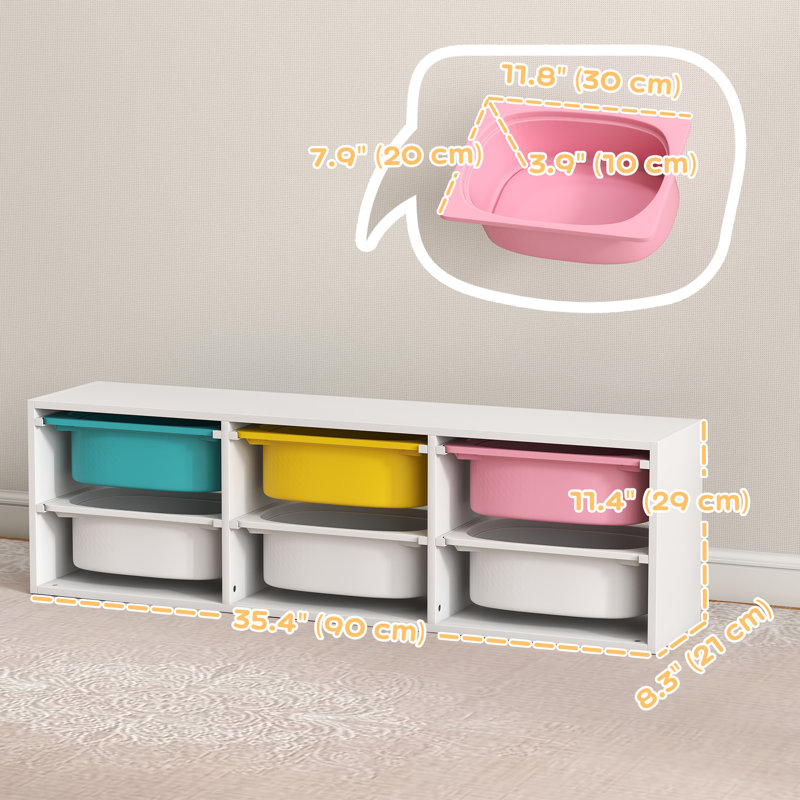 Rangement pour jouets pour enfants avec 6 bacs en plastique amovibles