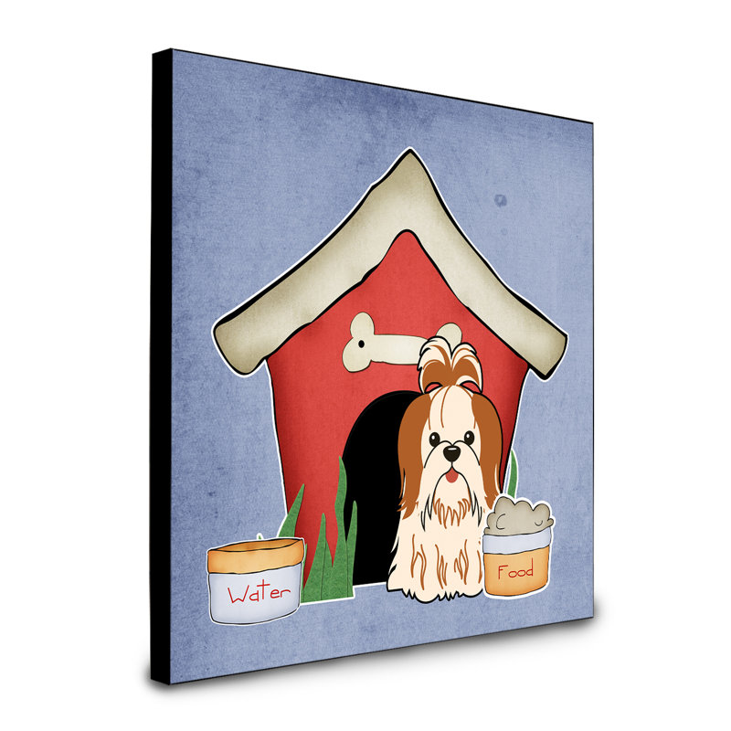 Panneau mural d’art collection dog house Scarvinia, Shih Tzu roux / blanc