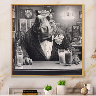 «Rhino Have A Drink II» sur toile