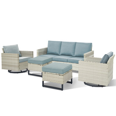 Wavel 74" Outdoor Wicker Patio Sofa with Cushions