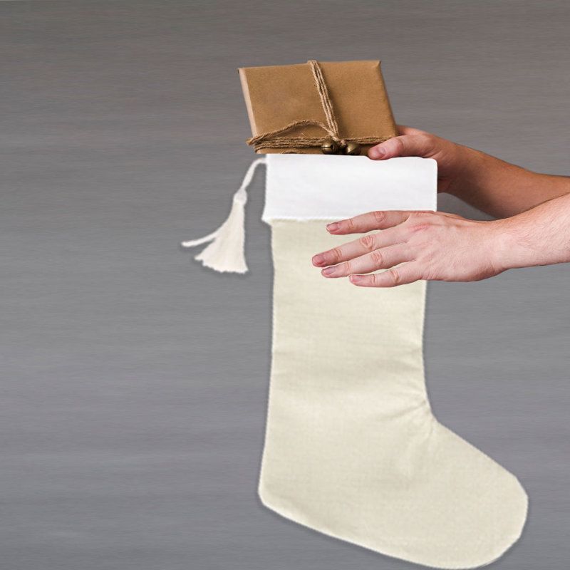 Chaussette de Noël avec pampille, Ivoire