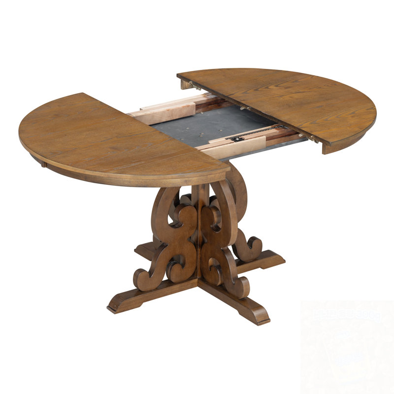 Ensemble de table de salle à manger 5 pièces avec rallonge amovible et 4 Chiars, Noyer