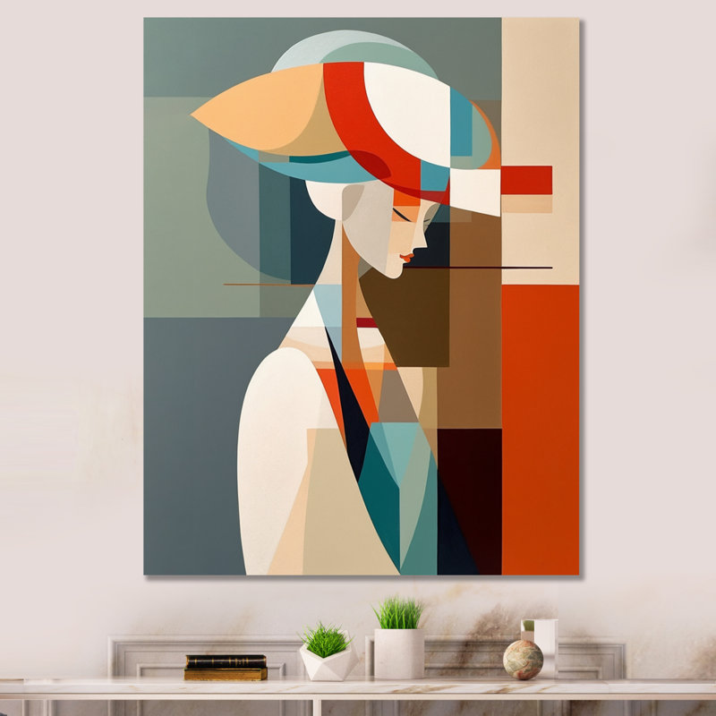Femme, art déco IV, impression sur toile, H 32 po x l 24 po x P 1 po, Toile tendue