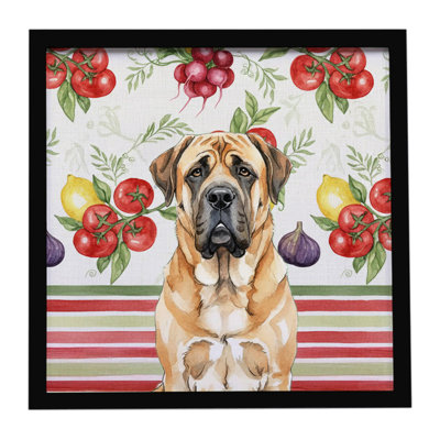 Apricot English Mastiff Vegetables Framed Metal Print