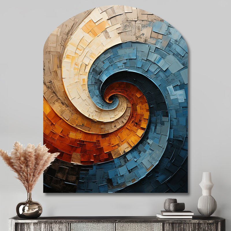 Landis Collage Spiral - voûte abstraite en spirale, décoration murale en métal, H 43 po x l 33 po