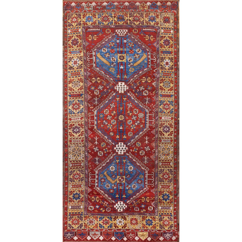 Red Color Tribal Geometric Antique Early 19th Century Turkish Konya Rug