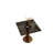 33" Contemporary Luxury Square Dining Table Collection with Embossed Striped Walnut Pedestal and Gold Base - Available in Midnight Onyx Glass, Arctic Texture, Sahara Mist and Black Grid Marble Finishes-1516330936