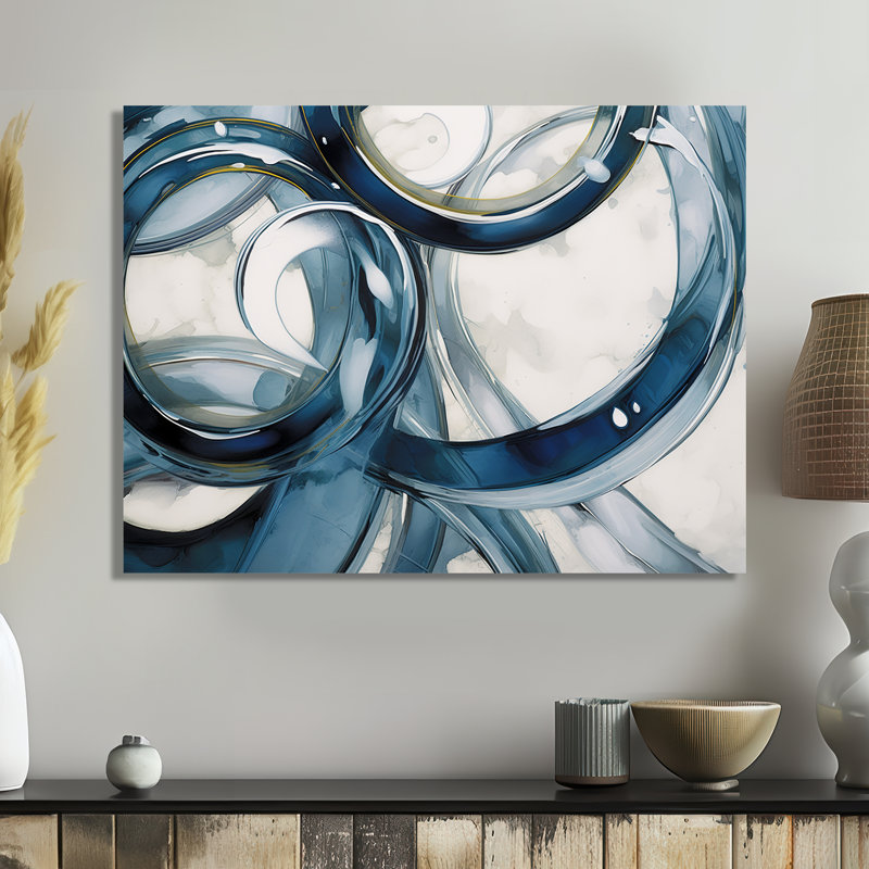 Tourbillon bleu - art abstrait spirale moderne, Métal métal, H 30 po x l 40 po x P 1,5 po