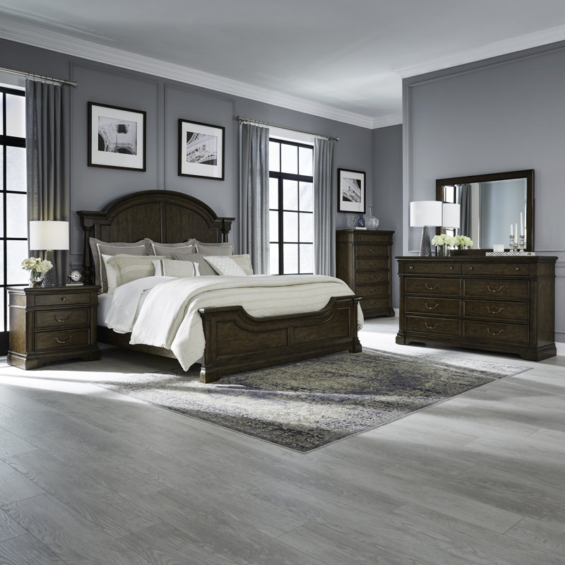 Tawona Poster Bed, Dresser & Mirror, Chest, Two Nightstand Bedroom Set, Queen