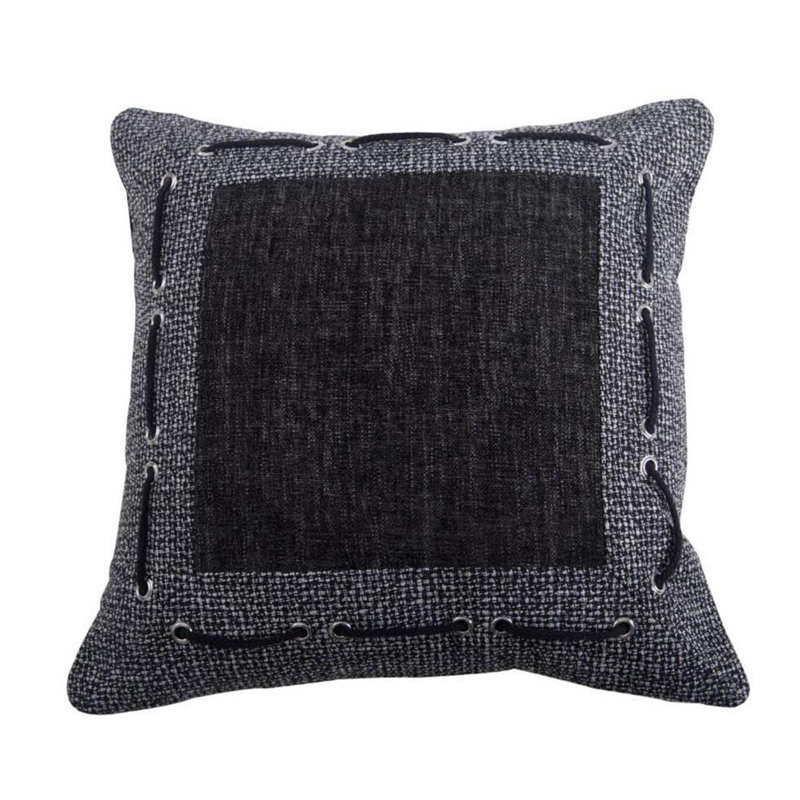 Hamilton Gray/Black Rope Design Traditional Urban Rustic 18x18 inch Throw Pillow