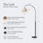 Lampe sur pied à DEL arquée moderne en noir avec abat-jour suspendu en rotin 75 po Lark-110743081